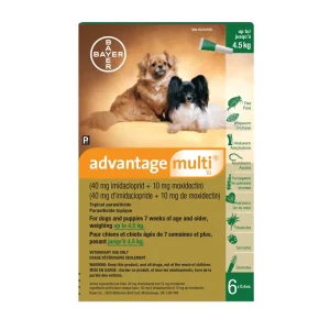 Bayer Advantage Multi for Dogs 6 x 0.4 ml Green/Vert < 4.5 kg
