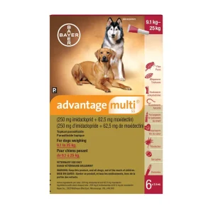 Bayer Advantage Multi for Dogs 6 x 2.5 ml Red/Rouge 9.1 - 25 kg