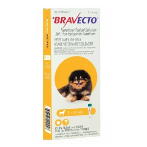 Merck Bravecto topical solution for dogs 1 Applicator Yellow/Jaune 2 - 4.5 kg