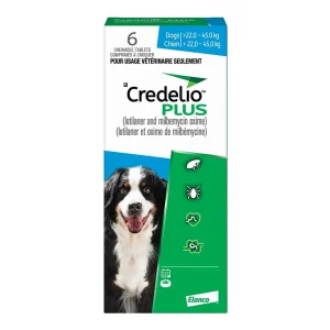 Elanco Credelio Plus for dogs 6 Chewable Tablets Blue/Bleu 22.1 - 45 kg