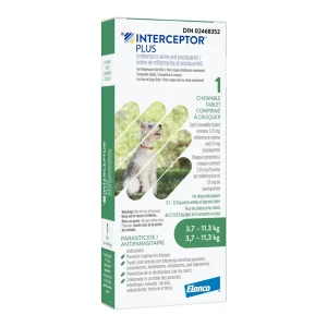 Elanco Interceptor Plus 16 x 1 Chewable Tablets Green/Vert 3.7-11.3 kg