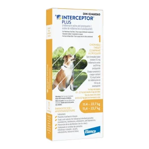 Elanco Interceptor Plus 16 x 1 Chewable Tablets Yellow/Jaune 11.4-22.7 kg