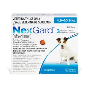 Boehringer Ingelheim NexGard Soft Chewable Tablets 3 Chewable Tablets Blue/Bleu 4.6 - 10.9 kg