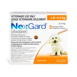 Boehringer Ingelheim NexGard Soft Chewable Tablets 3 Chewable Tablets Orange 1.8 - 4.5 kg