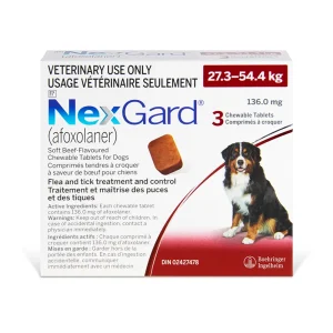 Boehringer Ingelheim NexGard Soft Chewable Tablets 3 Chewable Tablets Red/Rouge 27.3 - 54.4 kg