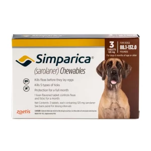 Zoetis Simparica 3 Tab Brown/Brun 40.1 - 60 kg