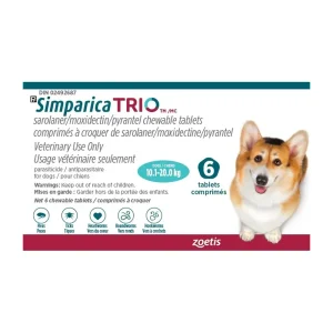 Zoetis Simparica TRIO 6 Tab Aqua 10.1 - 20 kg
