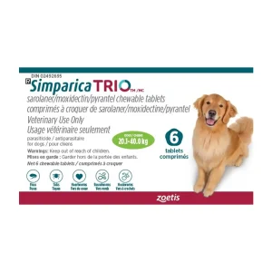 Zoetis Simparica TRIO 6 Tab Green/Vert 20.1 - 40 kg