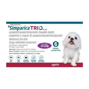 Zoetis Simparica TRIO 6 Tab Purple/Mauve 2.6 - 5 kg