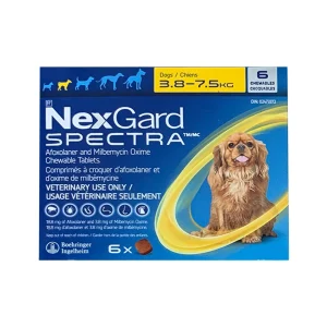 Boehringer Ingelheim NexGard Spectra Chewable Tablets 6 Chewable Tablets Yellow/Jaune 3.8 - 7.5 kg